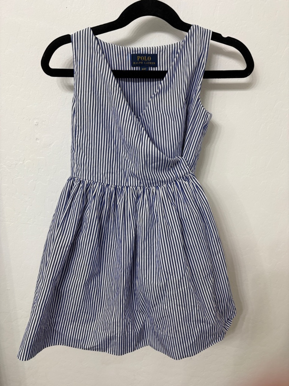 Polo by Ralph Lauren Navy and White Striped Wrap-Front Dress